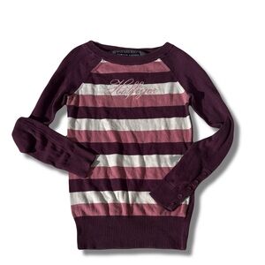 Y2K Tommy Hilfiger Striped Logo Top – Size XS | Preppy Retro | Old Money Vibes |